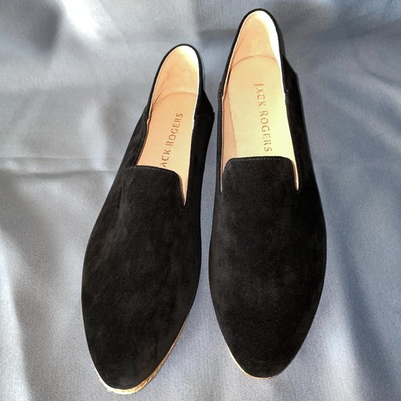 JACK ROGERS Black Suede AUDREY ESPADRILLE FLATS, Women Size 11, New w/tag - Picture 2 of 14